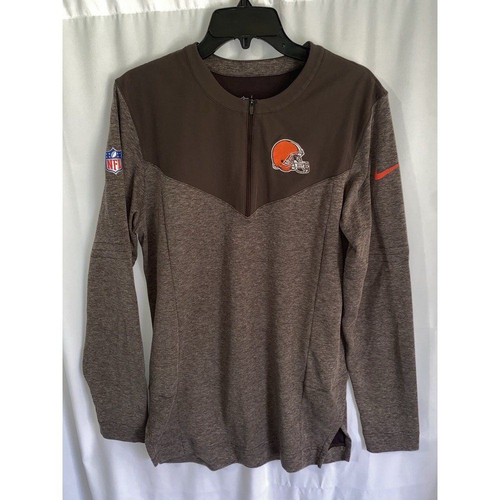 Cleveland Browns Mens Small Brown 1/4 Zip Pullover Dri Fit Nike